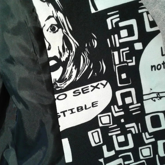 Women's Black & White Cartoon Print  Blazer by Linea Domani Size 4 - Picture 6 of 16